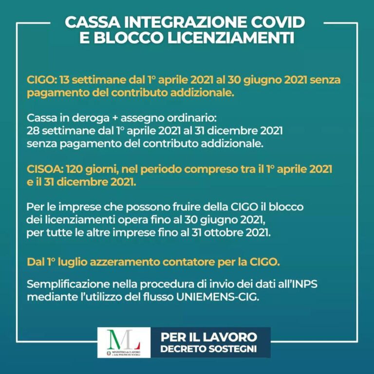 decreto sostegni-cassa integrazione-blocco licenziamenti